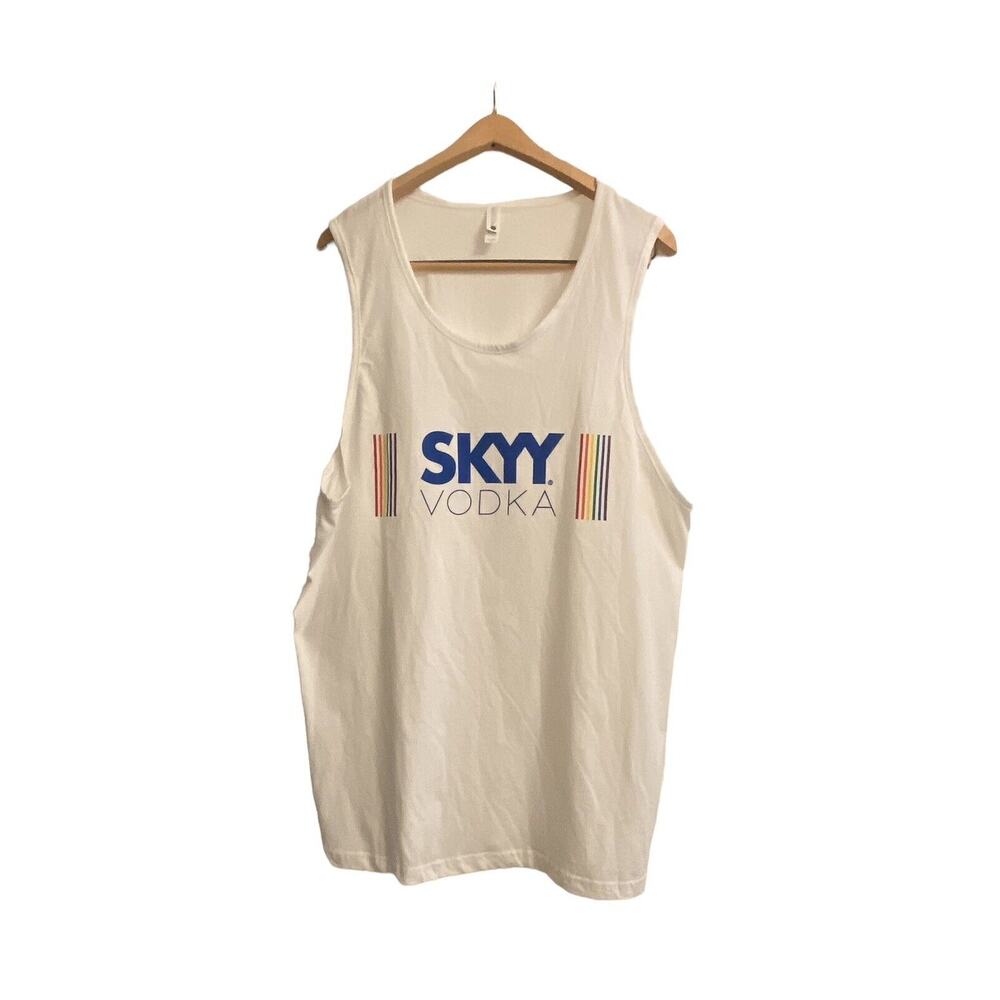 SKYY Vodka PRIDE Unisex Size X-Large White 100% Cotton Tank Top Rainbow Colors - Picture 2 of 15